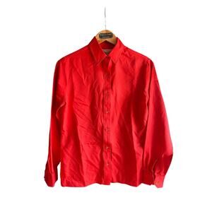 Adelaar Women's Vintage Career Blouse Button Up Long Sleeve USA Made Red Size 10